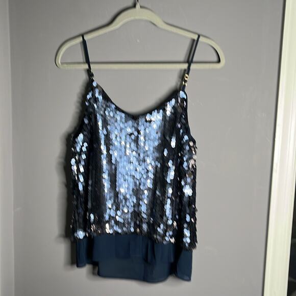 Chelsea & Violet Blue Sequin Spaghetti Strap Top Size Small - Picture 6 of 9